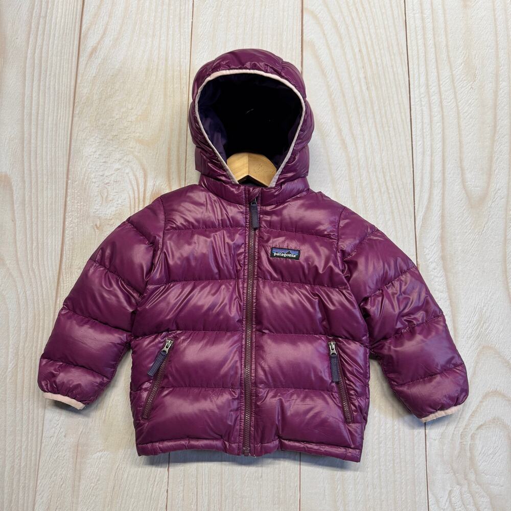 Patagonia Girls Toddler 3T Hi-Loft Down Sweater Hoody 600 Fill Jacket Purple